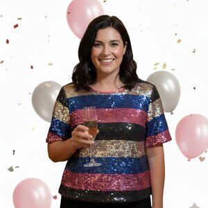 Sequin Striped Women's Top